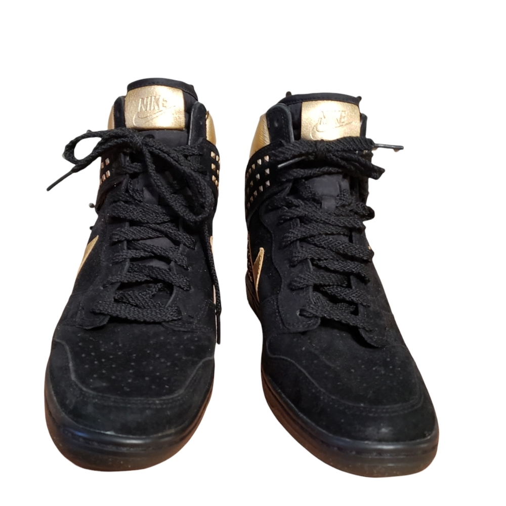 Nike Dunk Sky Hi Studded Hidden Wedge Sneakers Black Gold Metallic Studd… - Picture 5 of 11